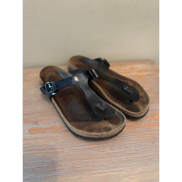 Birkenstock Sandals Women EU 39/US 8-8.5 Black Slip On Thong Slide Sandals - Picture 1 of 11